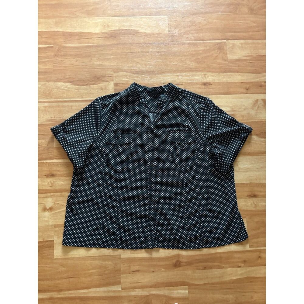 Maggie Barnes Polka Dot Button-Down Blouse  Black & White, Plus Size 5X